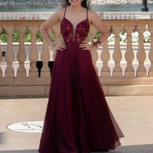 Burgundy La Femme Prom Dress